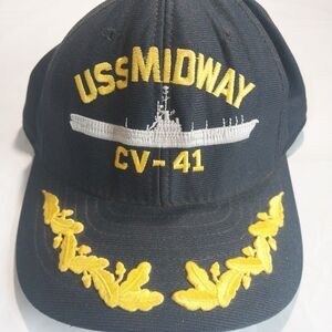 USS Midway CV-41 Navy Adjustable Snapback Hat/Cap-MADE IN THE USA